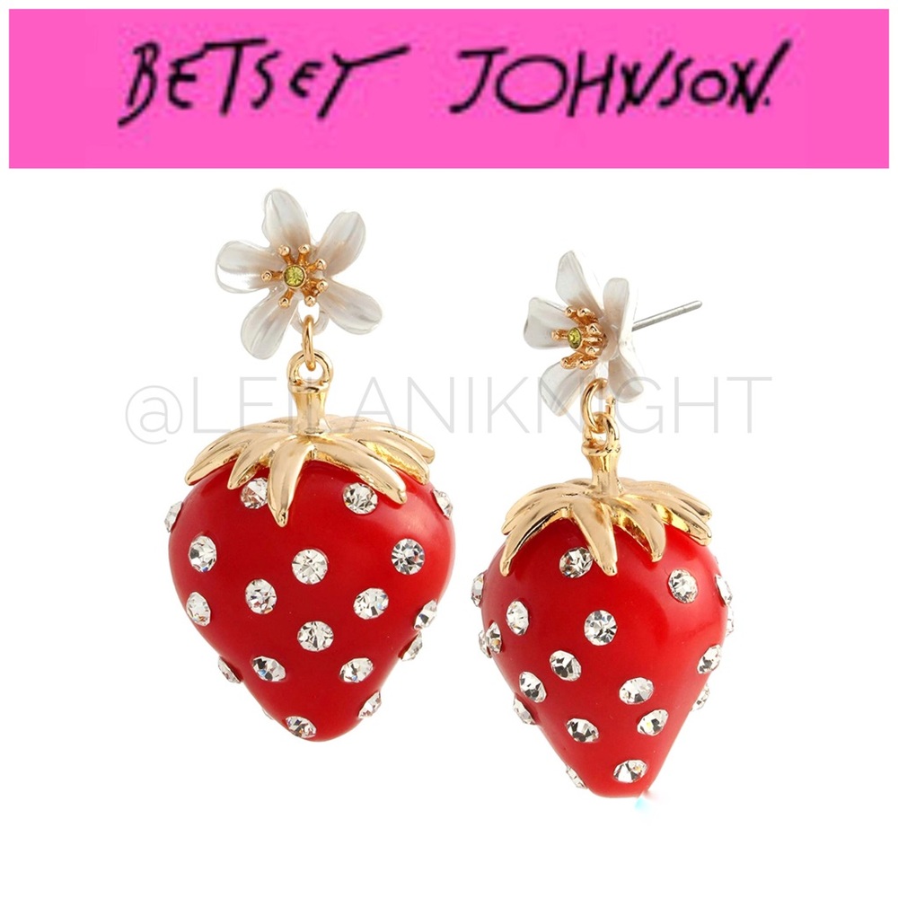 Betsey Johnson Berrylicious Strawberry Drop Earrings